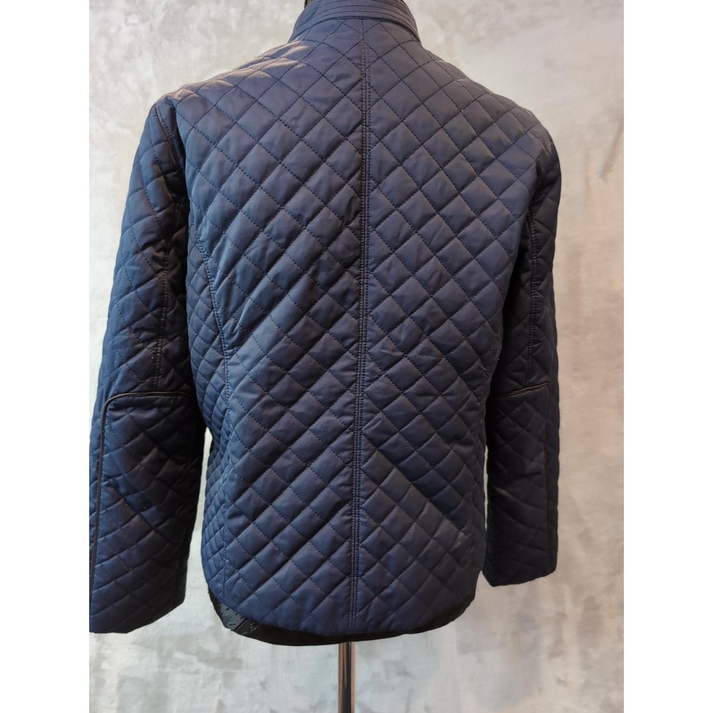 Orvis Womens Quilted Jacket Navy Blue Diamond Stitch Snap Collar Small 1775 - Picture 3 of 12